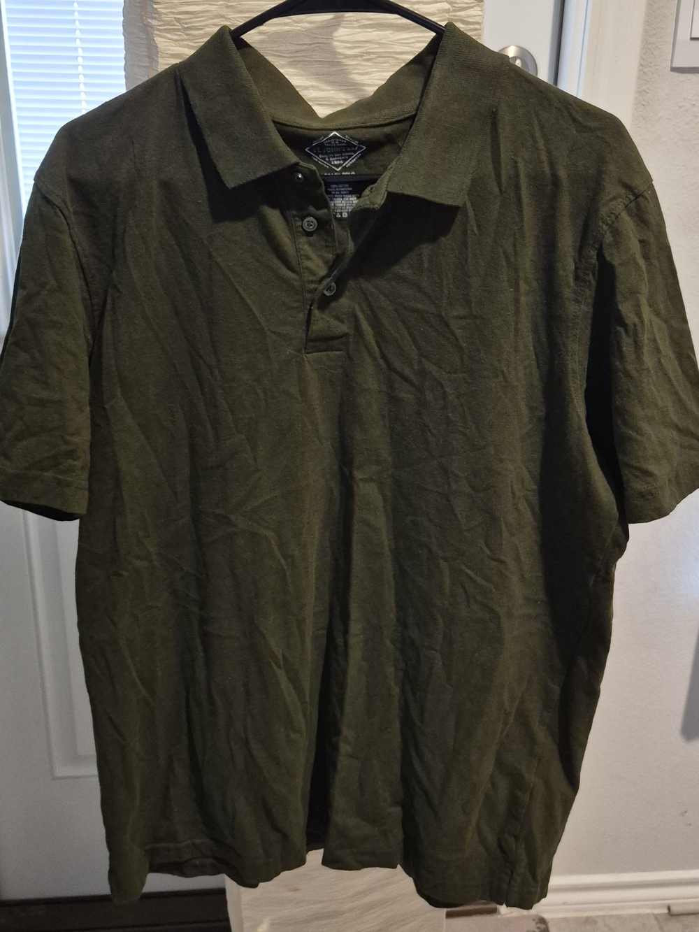 St. John's Bay Olive Green Men's Short Sleeve Polo